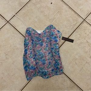 brand new No Boundaries womens Tank Top artsy flower print blouse